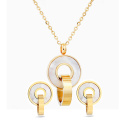 Fashion Gold Color Stainless Steel Pendant Necklace Earrings Jewelry Sets For Women Wedding Party